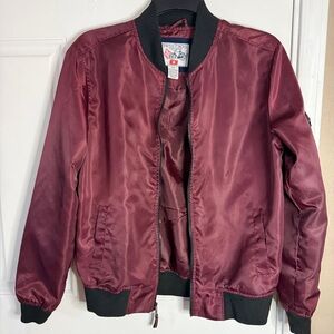 Men's Burgundy Bomber Jacket